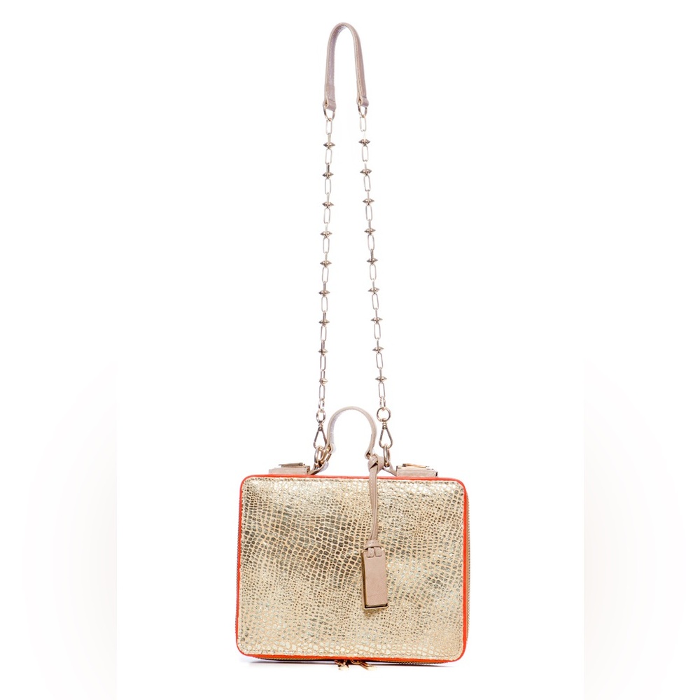 Gryson Leather iPad Purse Bag Briefcase Gold Textured